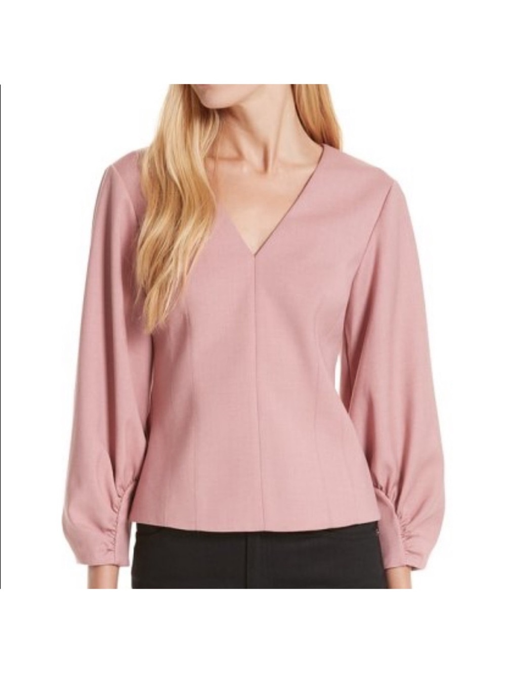 New TIBI Back Zip V-Neck Blouse in pink size 6